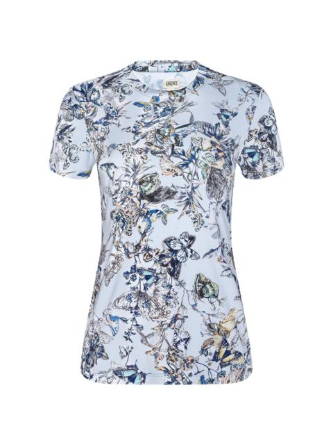 L'AGENCE Women's Ressi Butterfly Crewneck T-Shirt - Grey Watercolor Butterfly