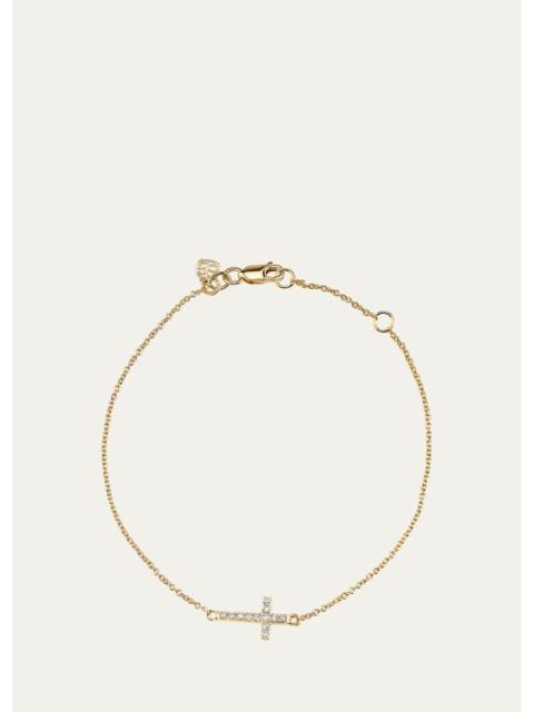 SYDNEY EVAN 14K Yellow Gold & 0.06 TCW Diamond Chain Cross Bracelet
