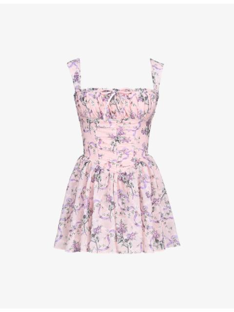 House of CB Ophelia Floral-Print Chiffon Mini Dress
