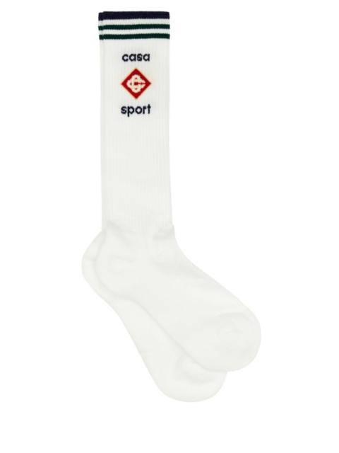 CASABLANCA White stretch cotton blend socks