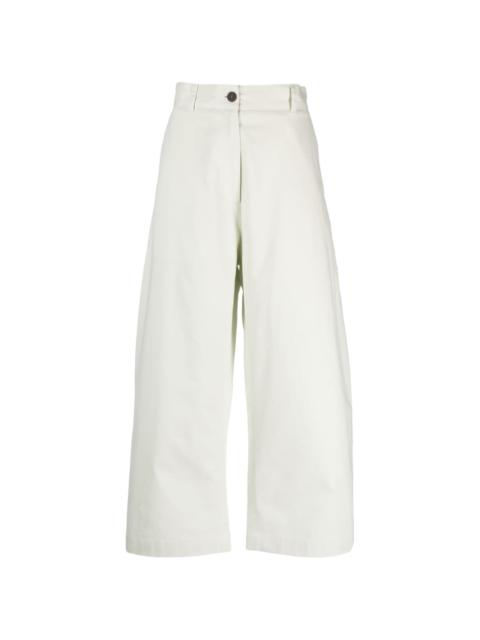 high-waisted cotton wide-leg trousers