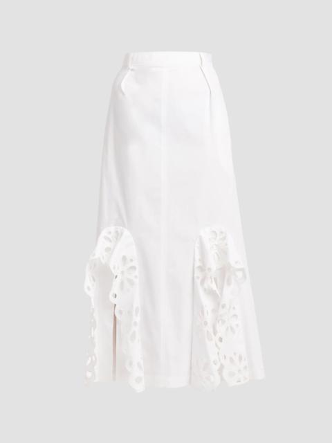 Moschino Women's Eyelet-Trim Stretch-Cotton Midi Skirt - White