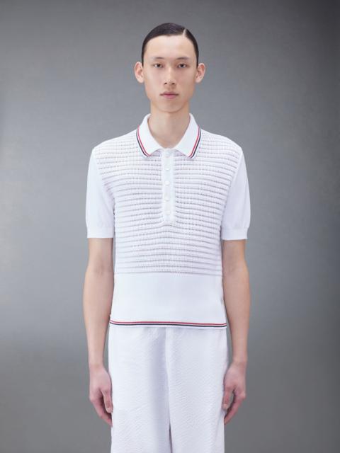 Thom Browne Cotton Crochet Striped Polo