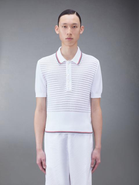 Cotton Crochet Striped Polo