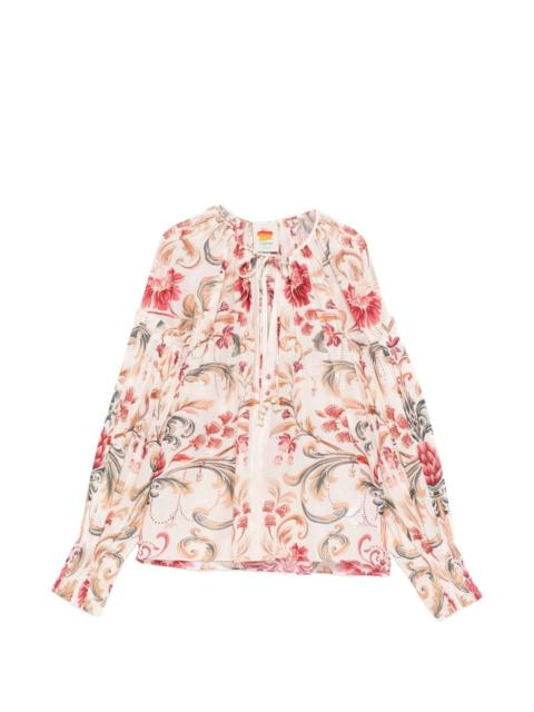 FARM RIO floral-print V-neck blouse