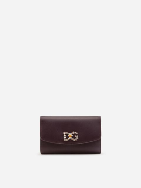 Dolce & Gabbana Dauphine calfskin mini bag with rhinestone-detailed DG logo