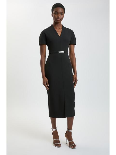 KAREN MILLEN Compact Stretch Tailored Belted Midi Pencil Dress
