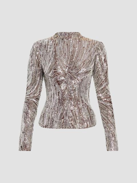 rabanne Women's Embellished Long-Sleeve Top - Silver Brown