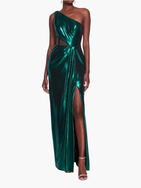 Marchesa SIDE CUT-OUT FOILED GOWN