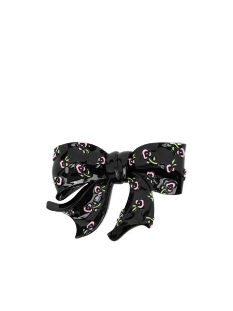 SHUSHU/TONG floral-print embossed bow hair clip