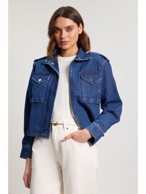 KAREN MILLEN Denim Cropped Side Panel Jacket