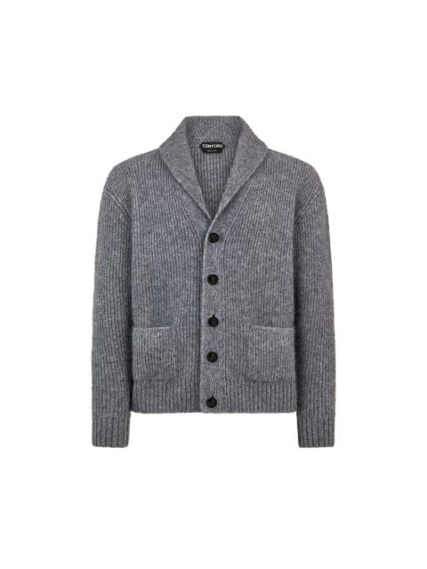 TOM FORD BRUSHED CASHMERE SILK SHAWL COLLAR CARDIGAN