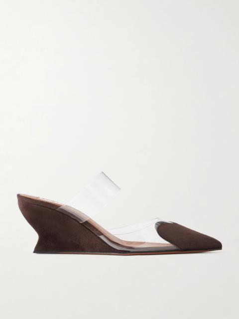Alaïa Le Coeur 60 Suede And Pvc Wedge Mules