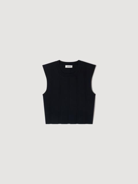 Sandro CROPPED RIBBED KNIT TOP