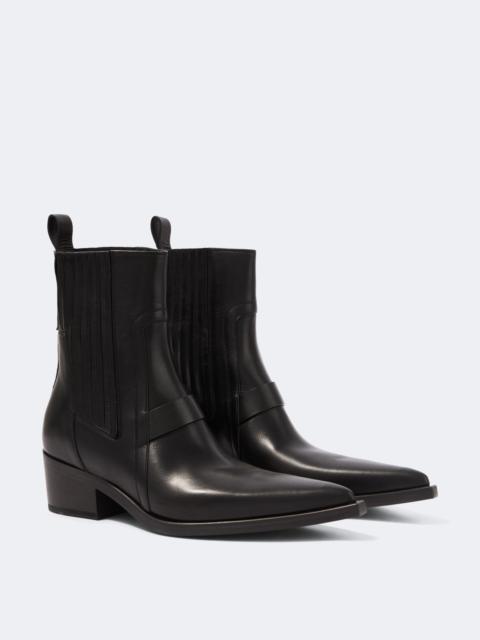 Rick Owens Pointed Silver leather ankle boots