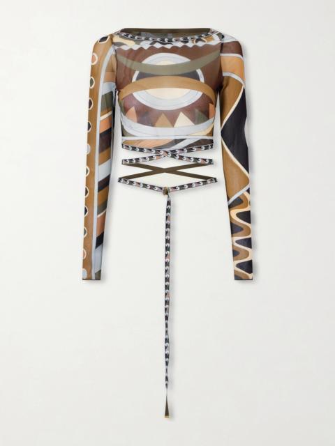 PUCCI Cropped Printed Tulle Top