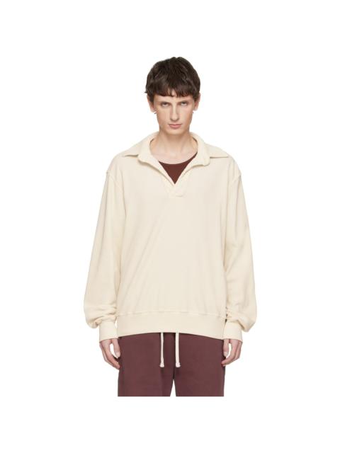 LES TIEN Off-White Banded Polo
