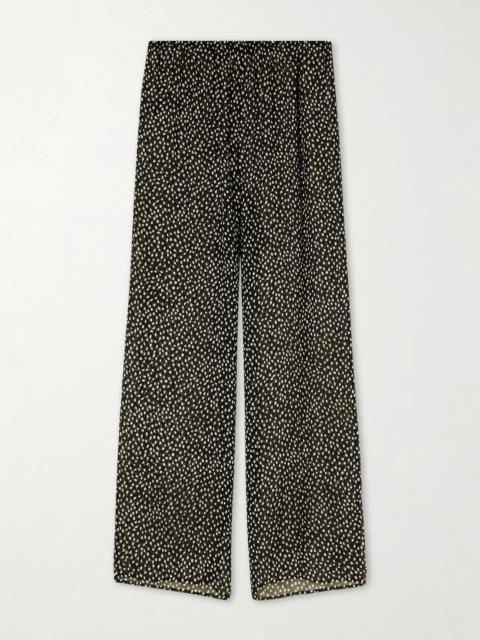 NILI LOTAN Polka-dot Silk Straight-leg Pants