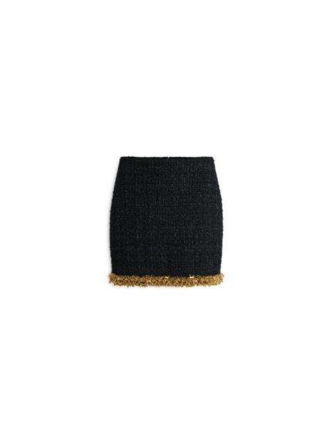 Balmain Short tweed skirt with embroidered trim