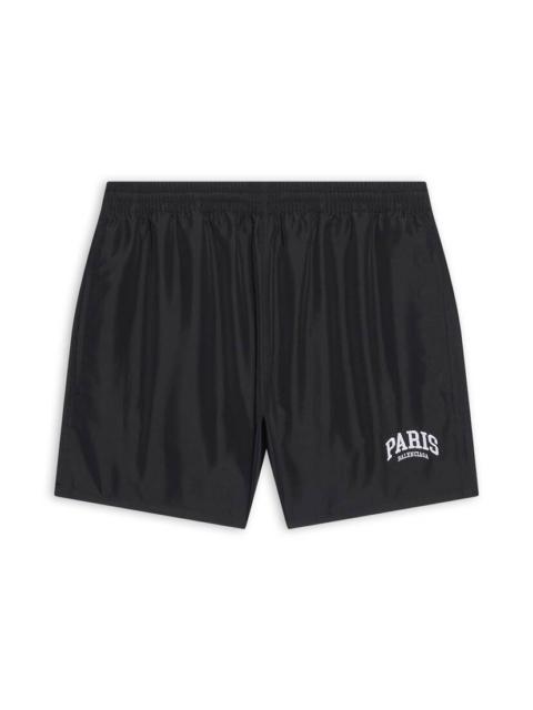 BALENCIAGA Men's Cities Paris Swim Shorts in Black