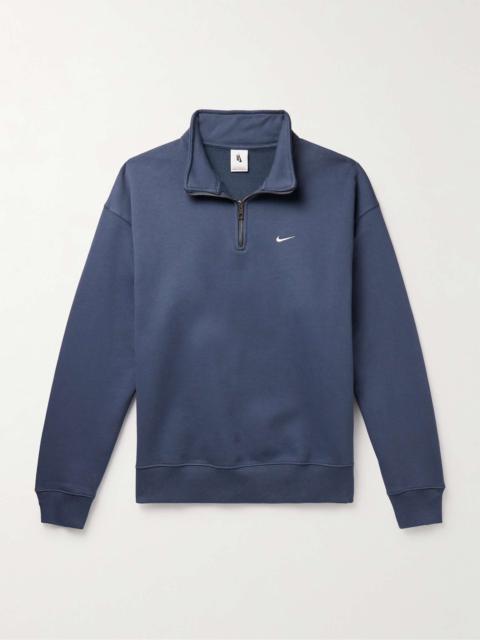 Nike Solo Swoosh Logo-Embroidered Cotton-Blend Jersey Half-Zip Sweatshirt