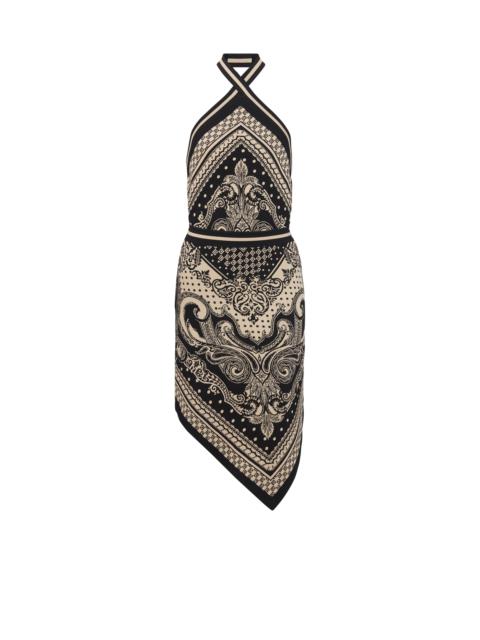 Balmain Backless knit paisley and monogram dress