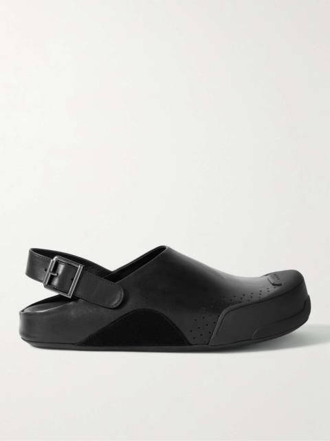 Marni Rubber and Suede-Trimmed Leather Clogs