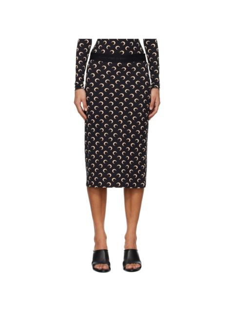 Marine Serre Black Moon Printed Jersey Midi Skirt
