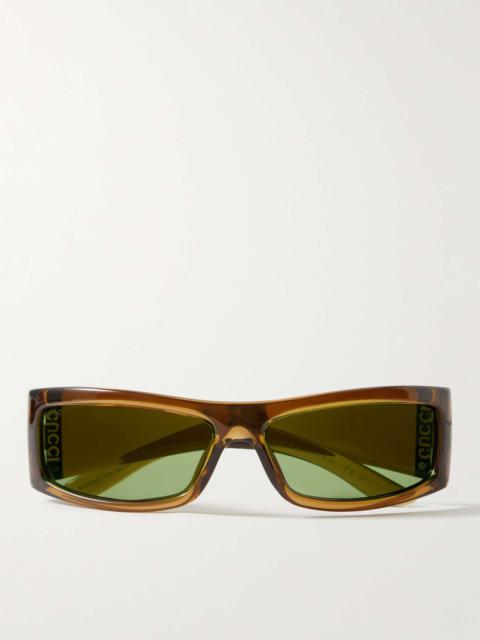 GUCCI Injection Rectangular-Frame Acetate and Silver-Tone Sunglasses