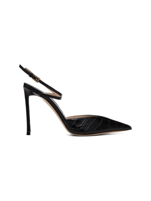 TOM FORD Black Stamped Crocodile Leather Selen Heels