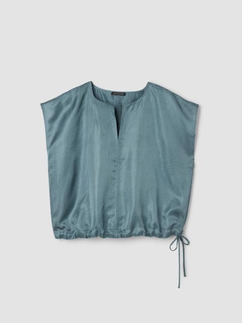 EILEEN FISHER Lightweight Satin Shimmer Split Neck Top