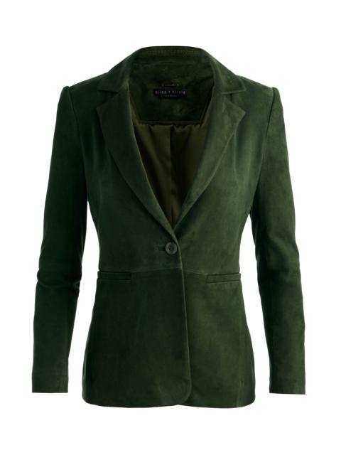 Alice + Olivia MACEY SUEDE CINCH WAIST BLAZER - DARK FERN