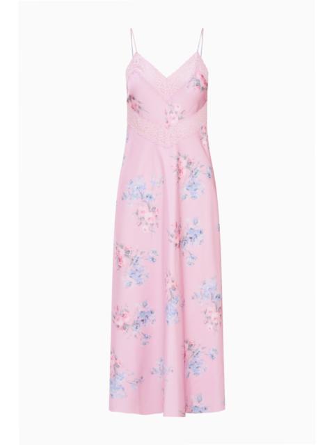 LoveShackFancy Serita Buffed Rose Satin Maxi Dress