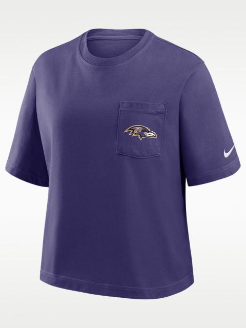 Nike Baltimore Ravens Rewind Pocket Boxy Women's Nike NFL T-Shirt