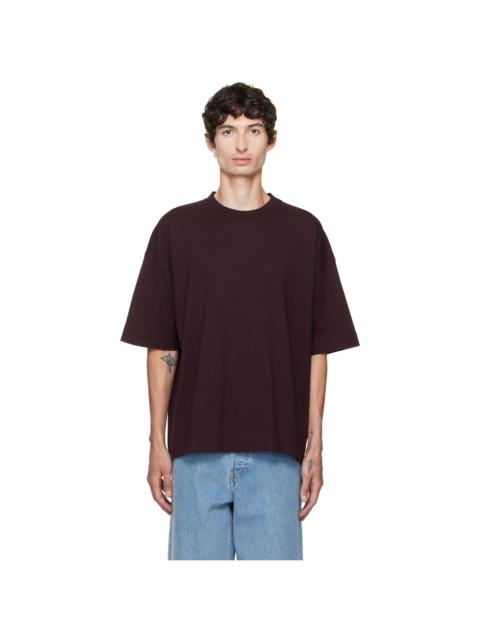 Dries Van Noten Burgundy Dropped Shoulder T-shirt