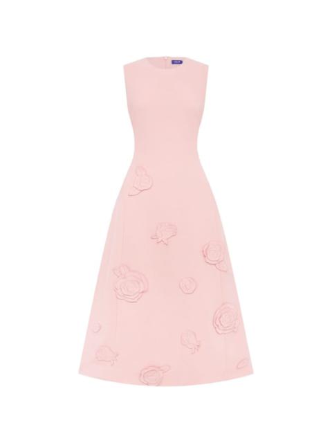 LEO LIN Cleo rose appliqué midi dress
