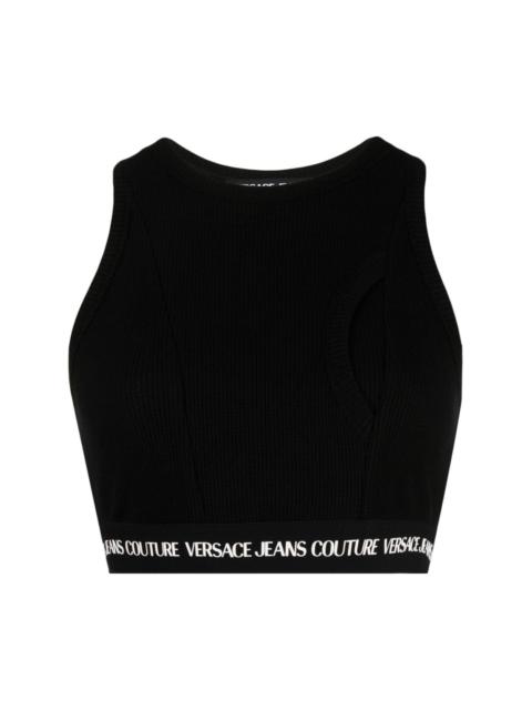 ribbed logo-underband cropped top