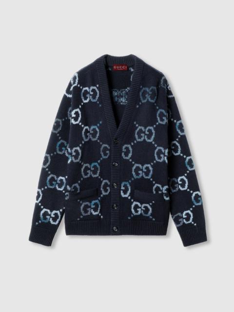 GUCCI Wool cardigan with GG intarsia
