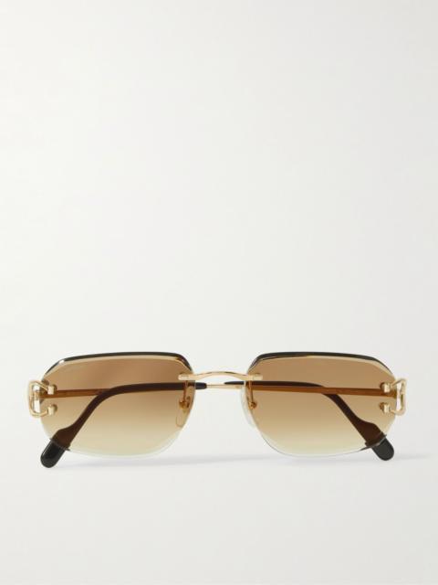 Cartier Signature C Rimless Rectangular-Frame Gold-Tone Sunglasses Gold