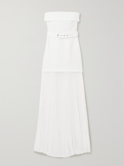 REBECCA VALLANCE Cyndi Strapless Stretch-crepe And Swiss-dot Mesh Gown