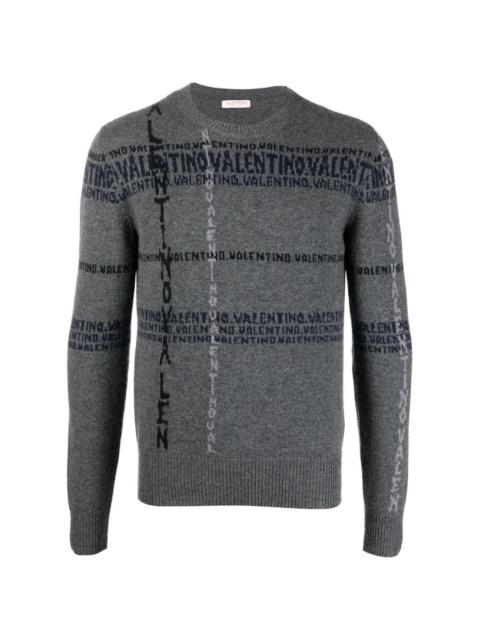 Valentino intarsia-knit logo cashmere jumper