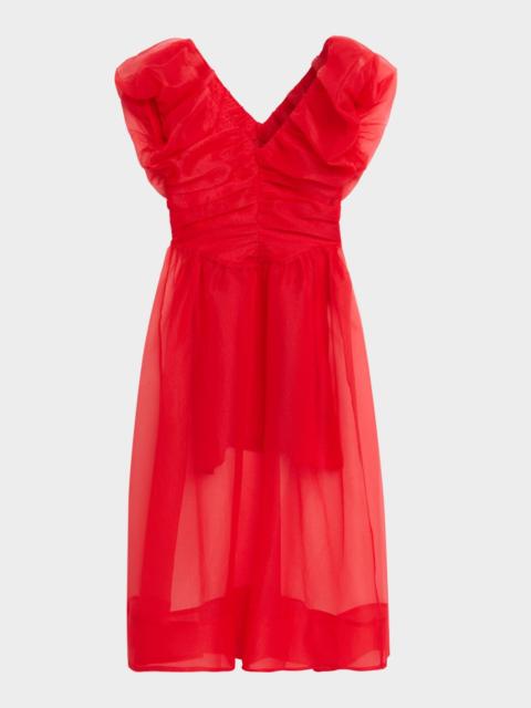 GANNI Textured Organza Midi Dress