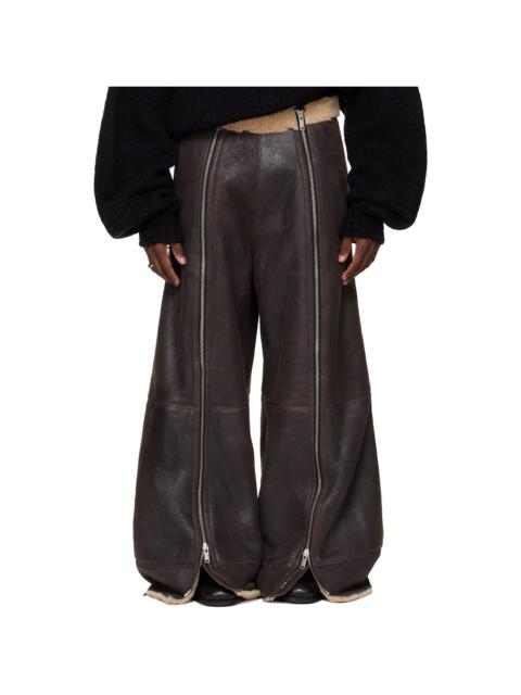 LU'U DAN SSENSE Exclusive Brown Shearling Flight Pants