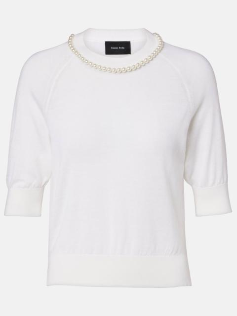 Simone Rocha Embellished wool and silk top