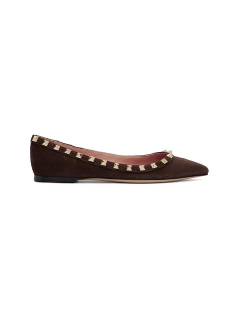 Valentino Brown Rockstud Ballerina Flats