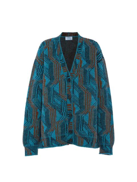 Prada Oversized jacquard Shetland wool cardigan
