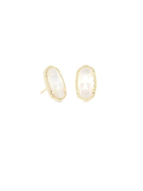 KENDRA SCOTT Ellie Gold Stud Earrings in Ivory Mother-of-Pearl