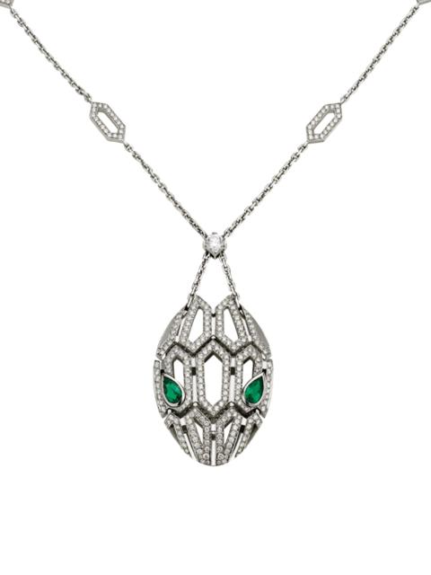 BVLGARI Women's Serpenti Seduttori 18K White Gold, Diamond & Emerald Pendant Necklace - White Gold