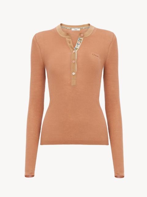 Chloé FITTED HENLEY SHIRT IN SUPERFINE WOOL KNIT