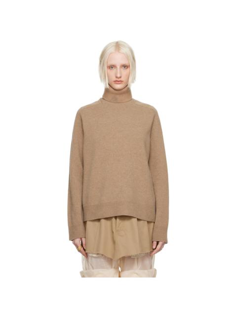 Tan Washed Lambswool Turtleneck
